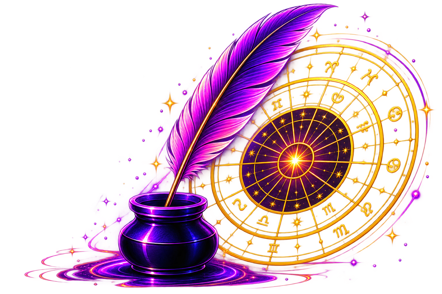 Cosmic quill and zodiac wheel